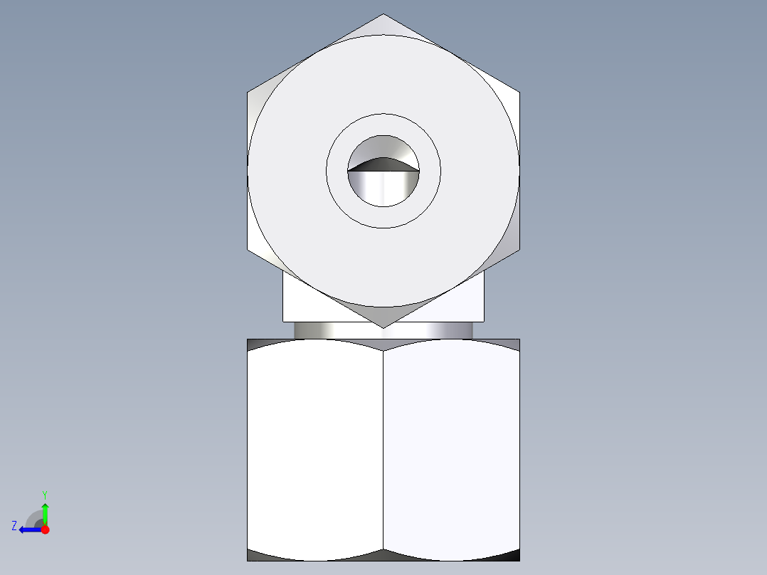 卡套式工业通用硬管接头EO_Swivel_nut_elbow_EW08S71右视图