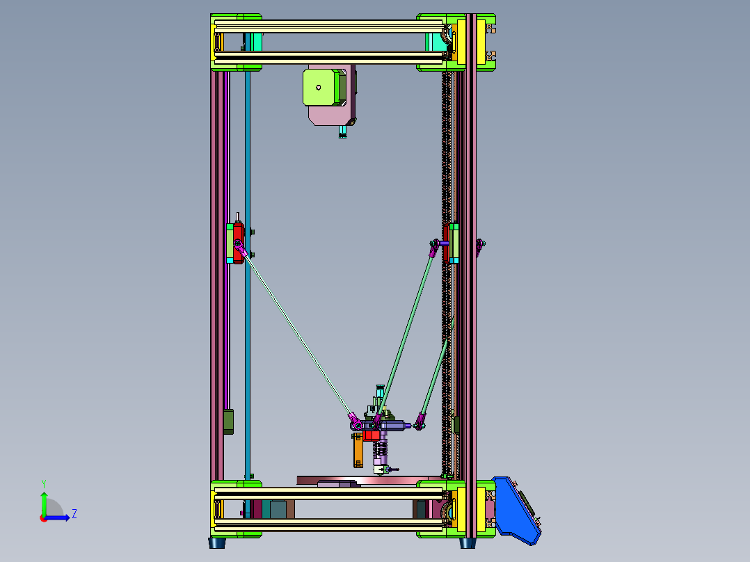 三角洲kossel并联臂调平三维打印机左视图