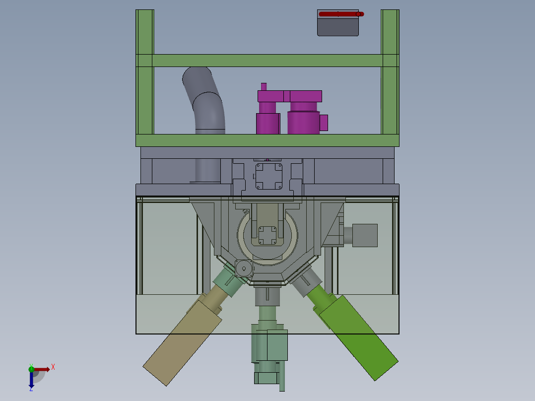 五轴动力头钻孔机sw18俯视图