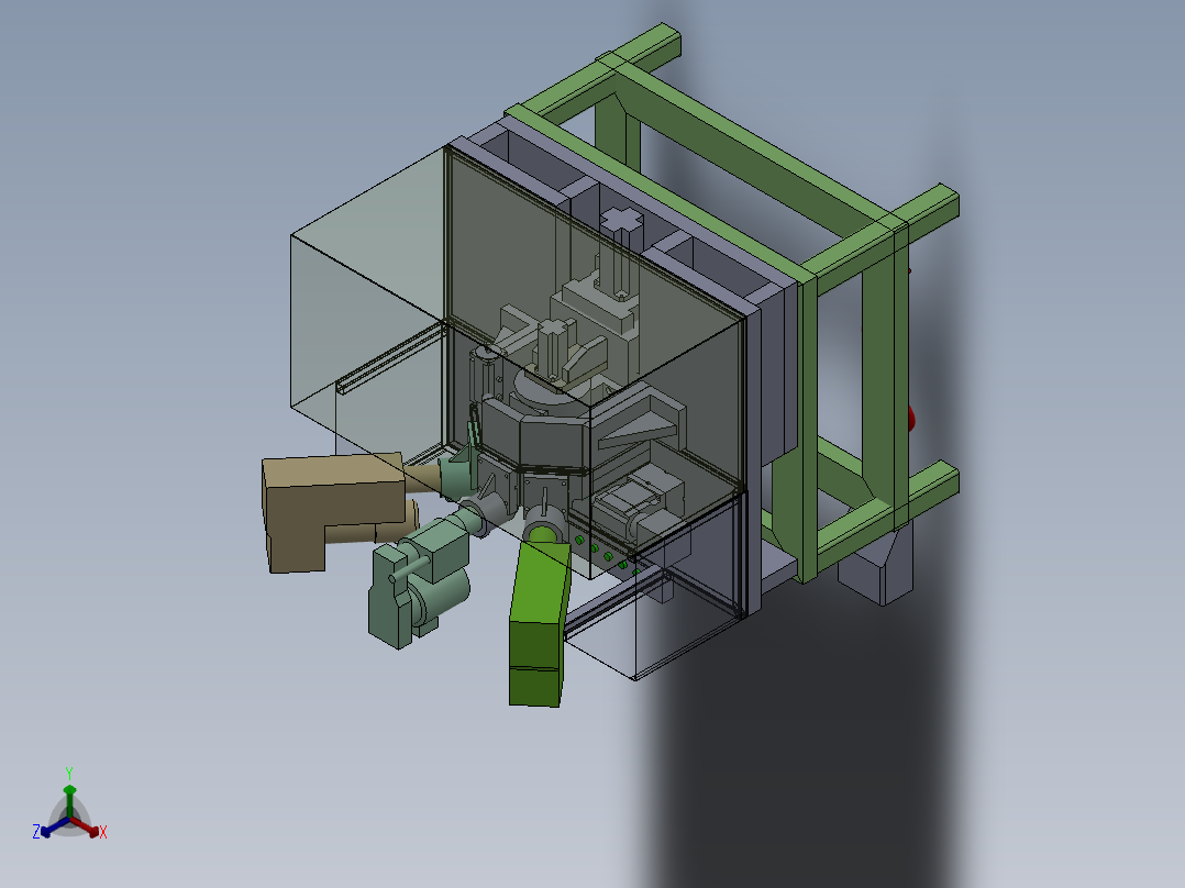 五轴动力头钻孔机sw18正等轴测图