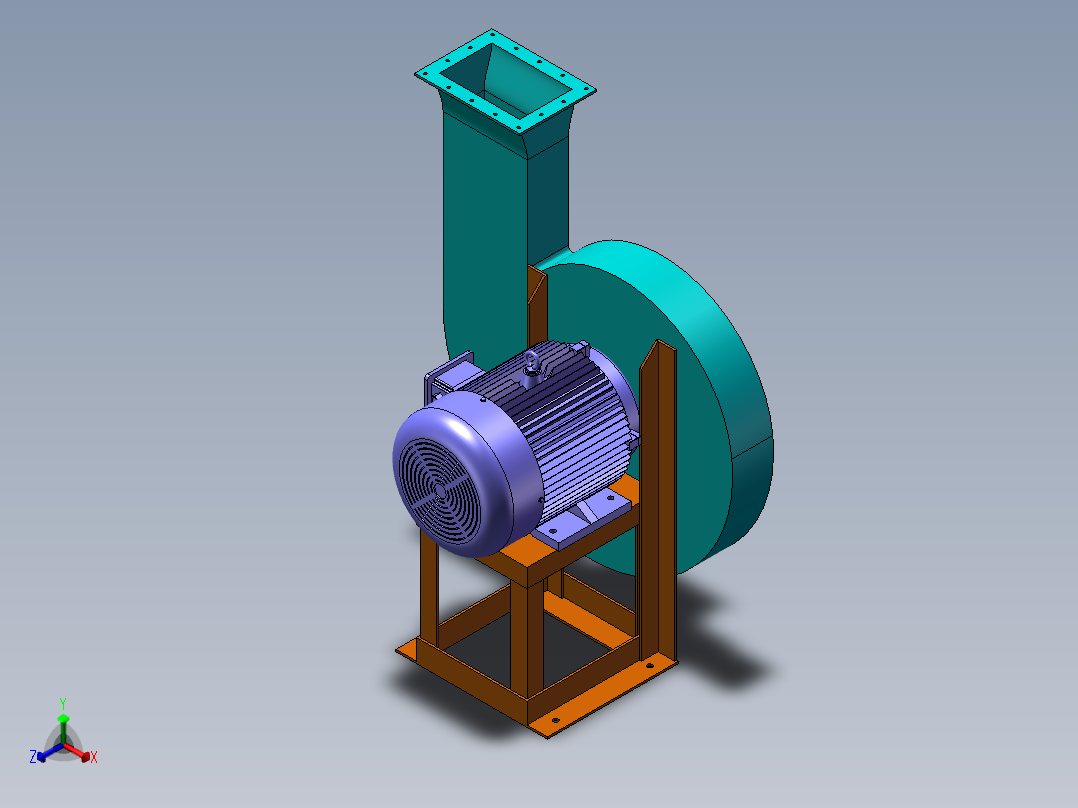 蜗壳高压风机正等轴测图