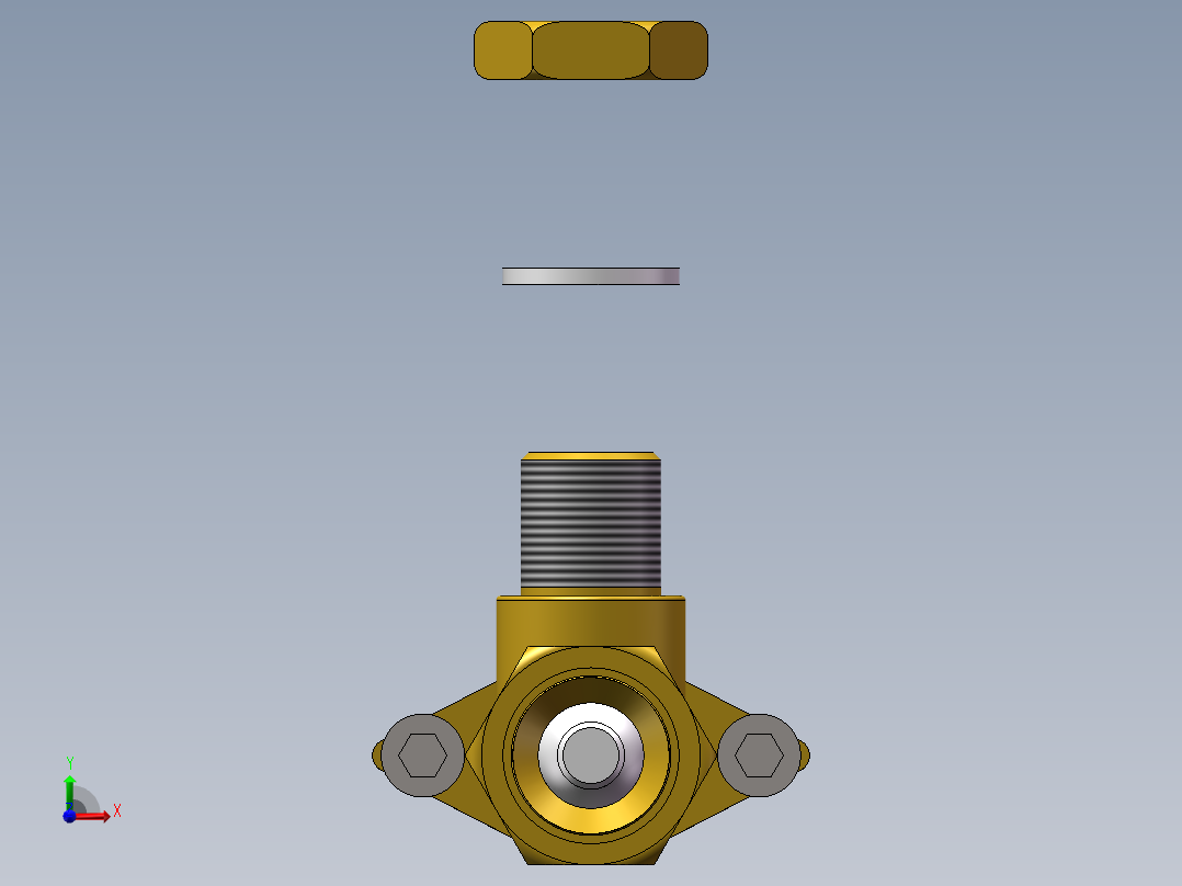 按压式阀门前视图