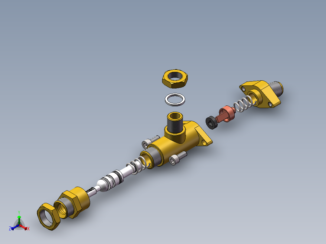 按压式阀门正等轴测图