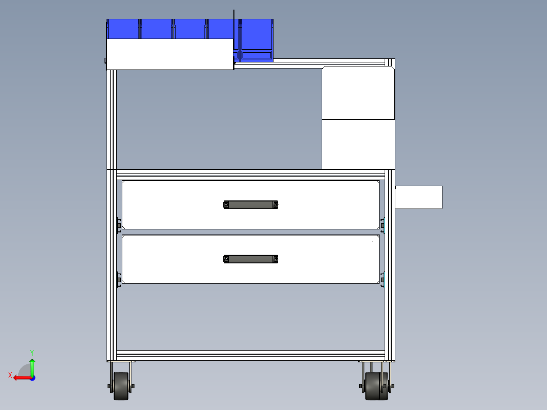 移动工具台后视图