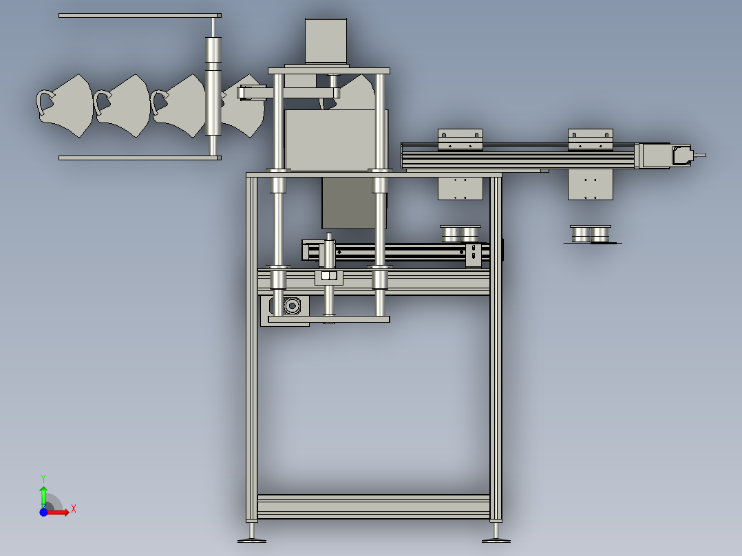 生产机用口罩片夹送装置前视图