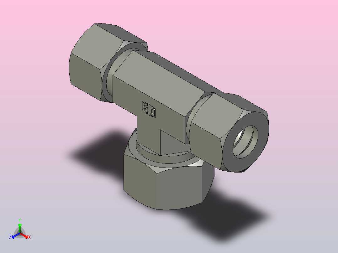 EO管接头三通异径管TR12 15 12ZL71.stp主视图