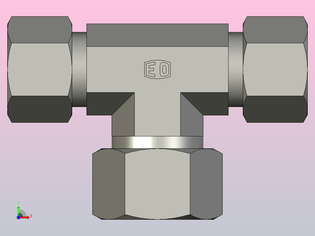 EO管接头三通异径管TR12 15 12ZL71.stp前视图