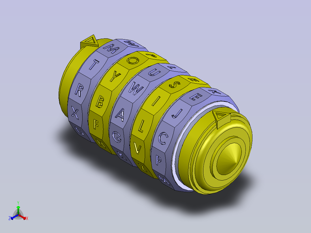 Cryptex达芬奇密码桶 stp正等轴测图