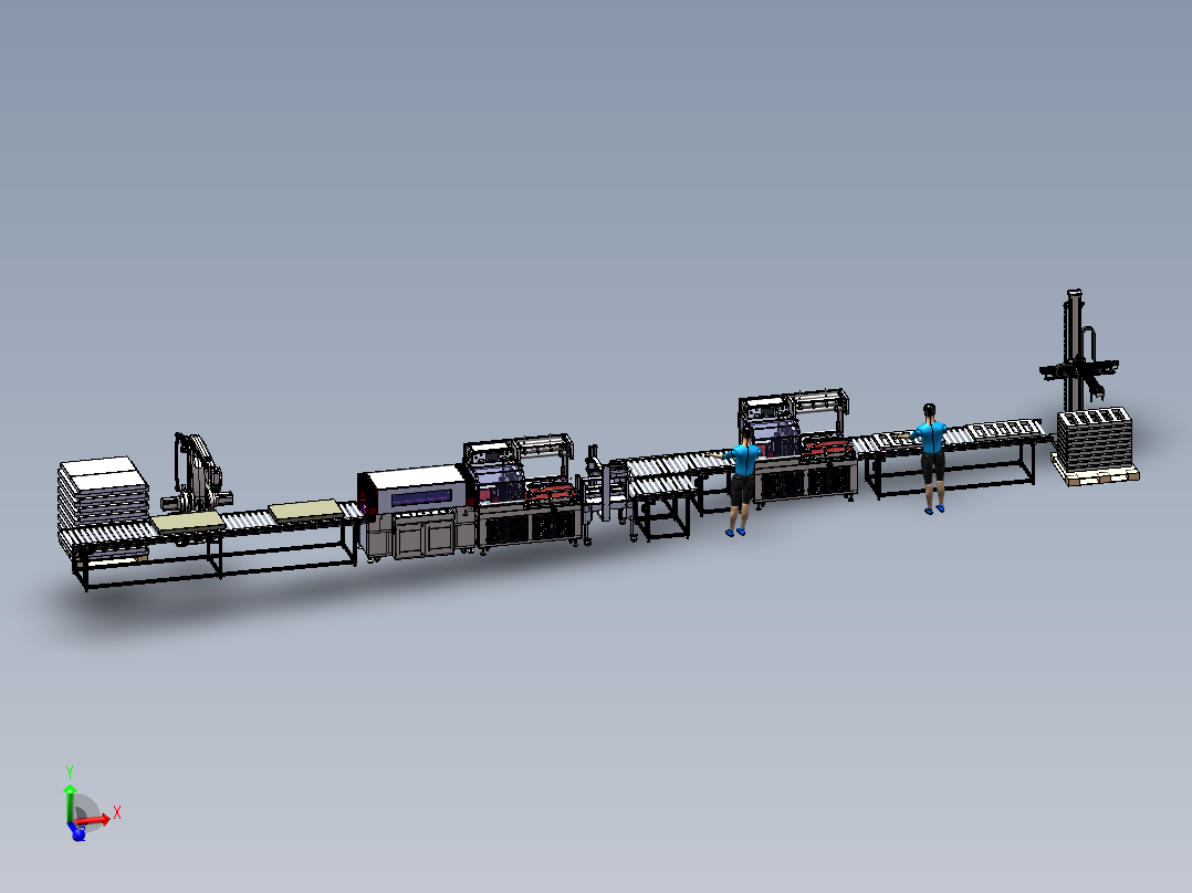 坐标机械手套袋收缩封箱边封码垛-w