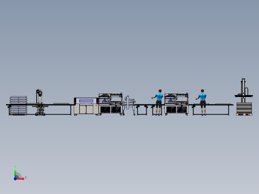 坐标机械手套袋收缩封箱边封码垛-w前视缩略图