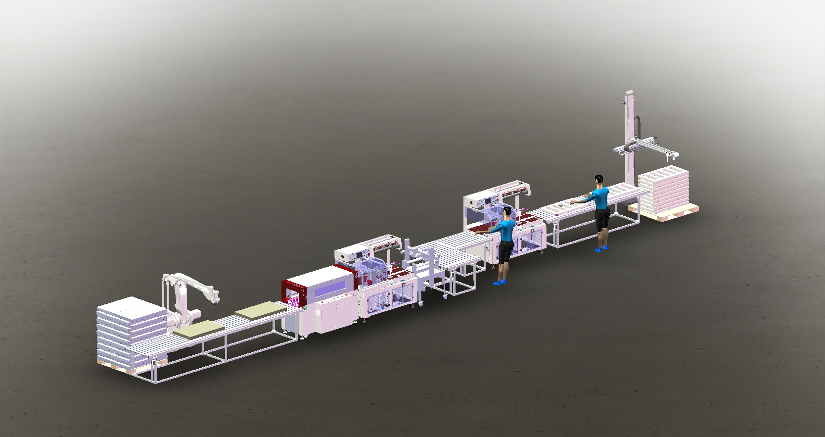 坐标机械手套袋收缩封箱边封码垛-w