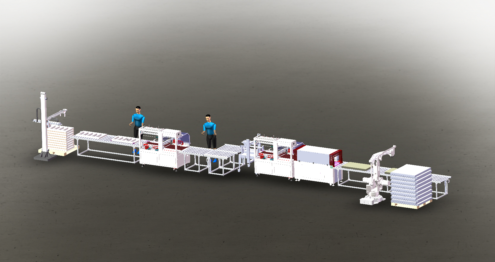 坐标机械手套袋收缩封箱边封码垛-w