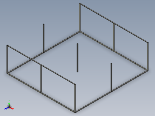 户外阳光棚3d图纸 户外停车遮阳棚3d图 室外阳正等轴测缩略图