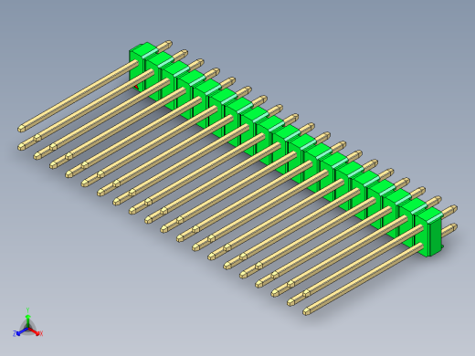彩色公头100mil（2.54mm）系列-DS1021_green_2x19p_100mil_Type19_rev1.0正等轴测缩略图