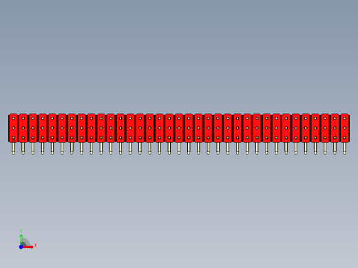 彩色公排针 100mil 2.54mm 系列-DS1022_red_3x35p_100mil_TypeD_rev1.0前视缩略图