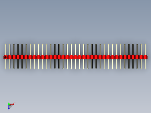 彩色公排针 100mil 2.54mm 系列-DS1022_red_3x35p_100mil_TypeD_rev1.0俯视缩略图