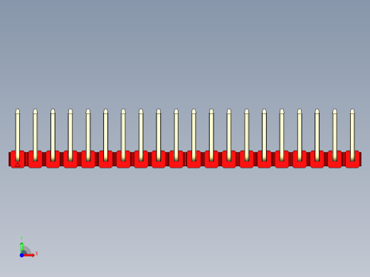 彩色公排针 100mil 2.54mm 系列-DS1022_red_20p_100mil_TypeU_rev1.0前视缩略图
