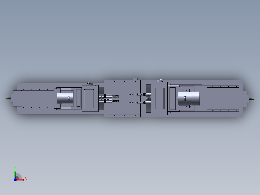 半轴壳体左右两面孔加工组合机床的总体设计前视图