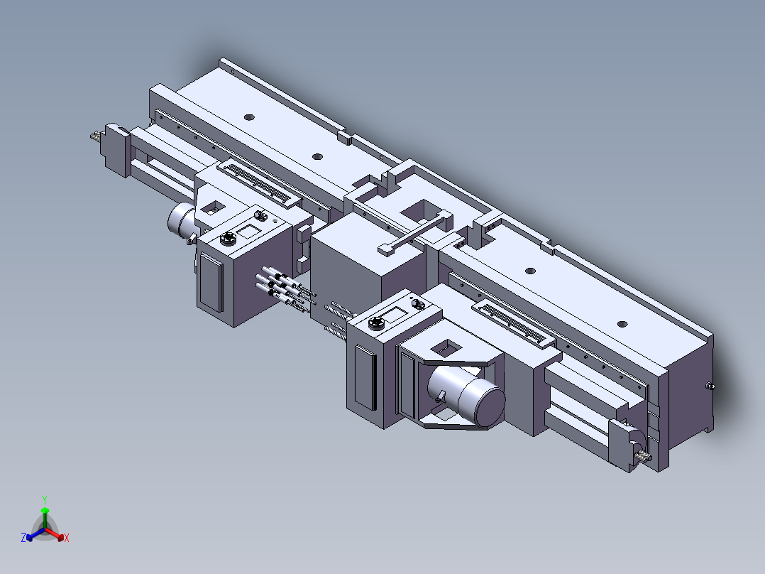 半轴壳体左右两面孔加工组合机床的总体设计正等轴测图