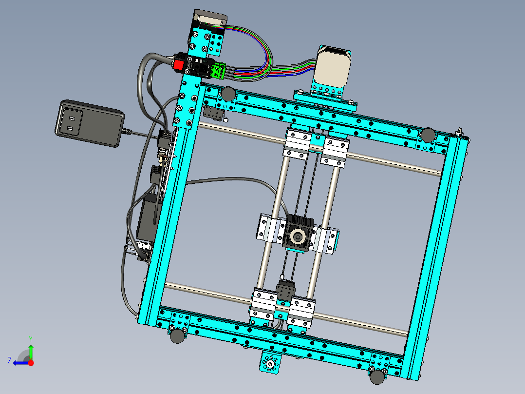 微型激光雕刻机XY主轴结构右视图