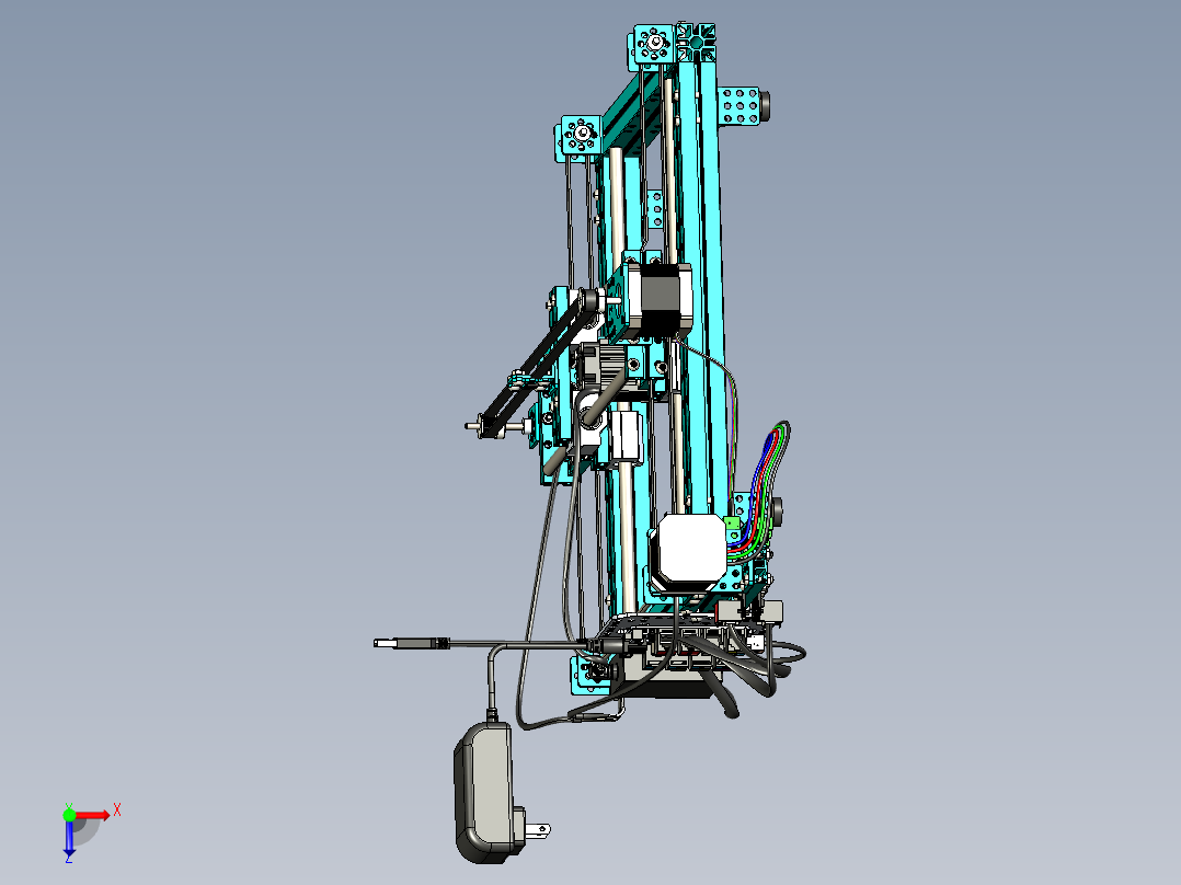 微型激光雕刻机XY主轴结构俯视图