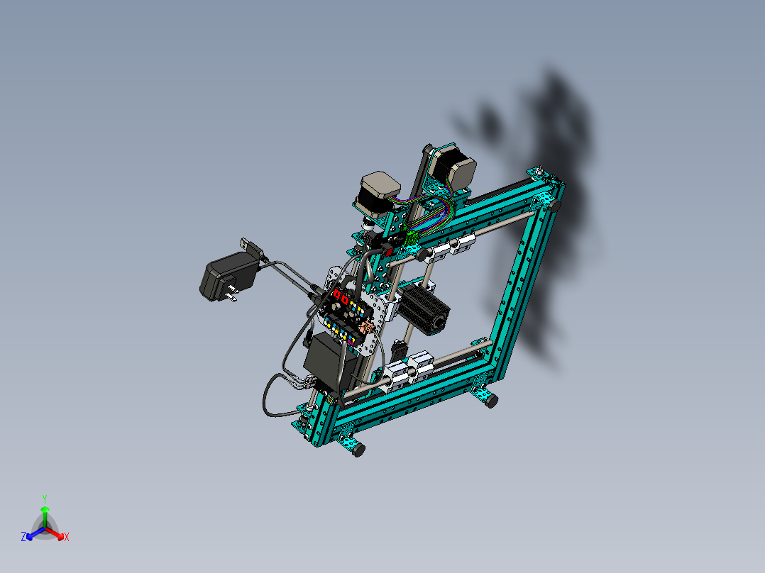 微型激光雕刻机XY主轴结构正等轴测图