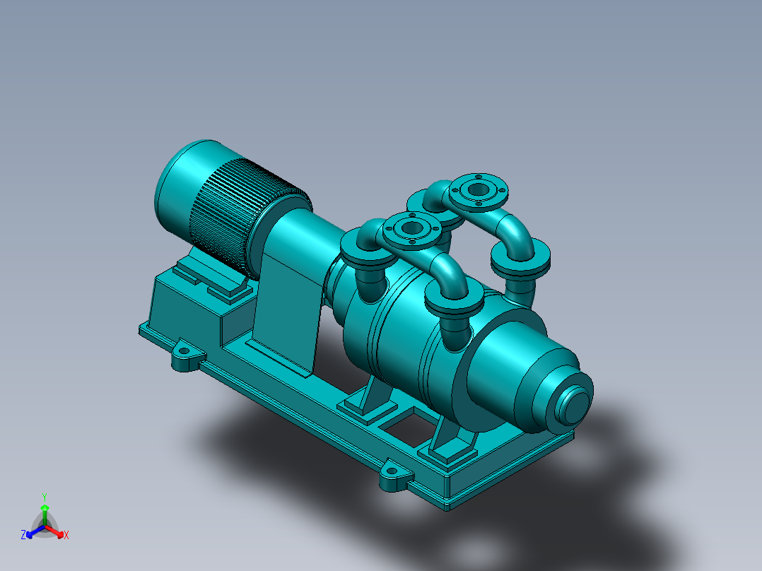 泵、水泵、SK-3水环式真空泵(台州兴华)正等轴测图