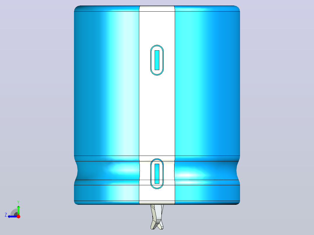 25 x 30蓝白底片电解电容器右视图