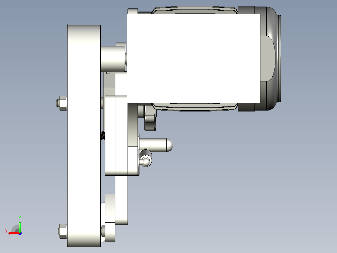 2x36砂带打磨机 3D建模图纸后视图