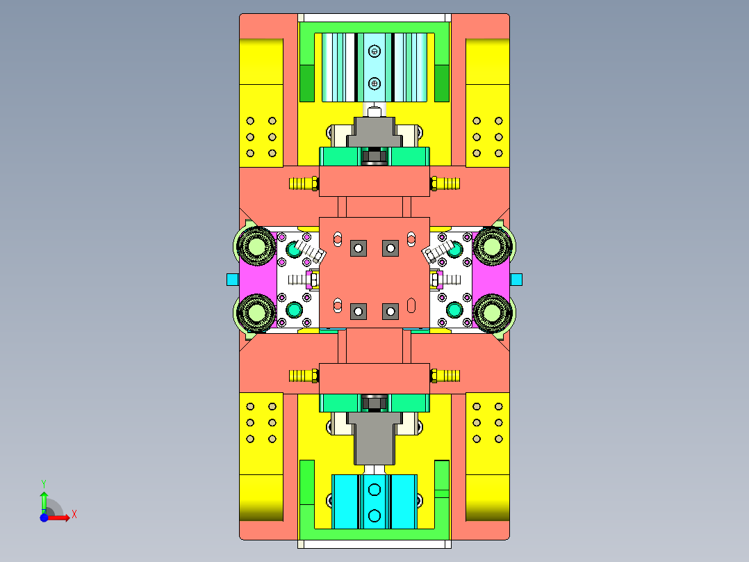 夹紧机构，水平调节机构 step前视图