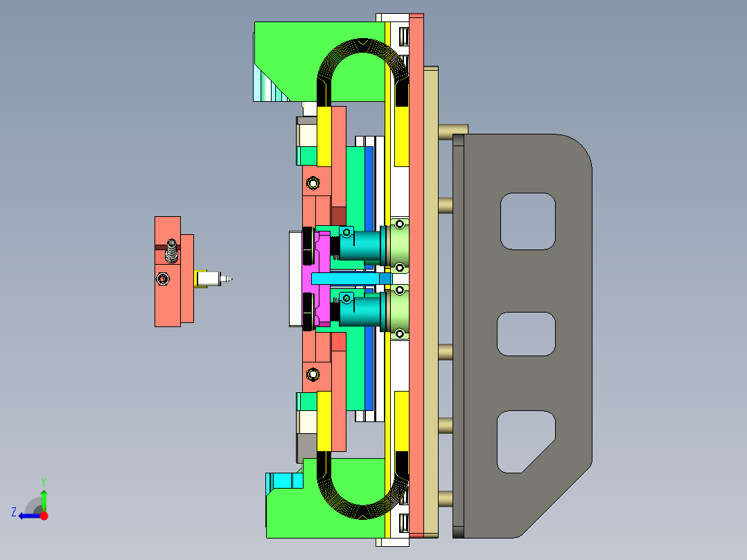 夹紧机构，水平调节机构 step右视图