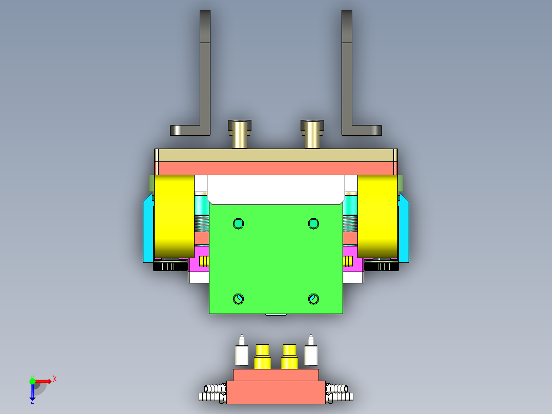 夹紧机构，水平调节机构 step俯视图