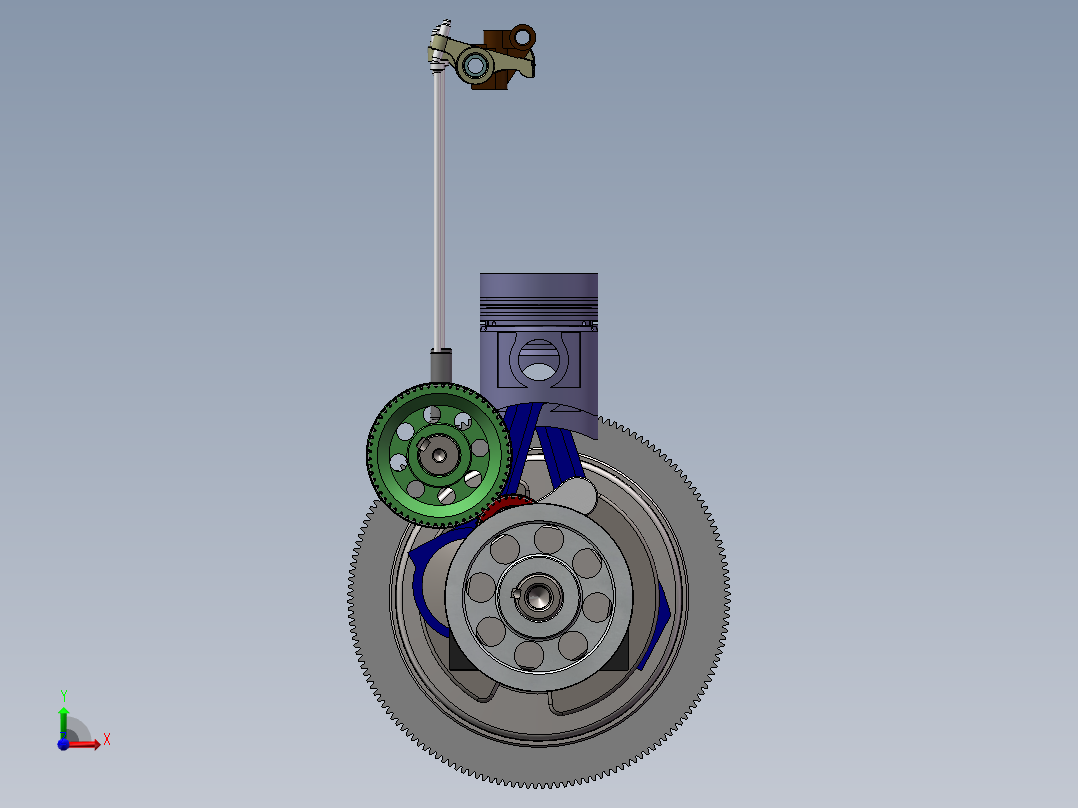 2100柴油机曲轴系设计(sw13+说明书+cad)前视图
