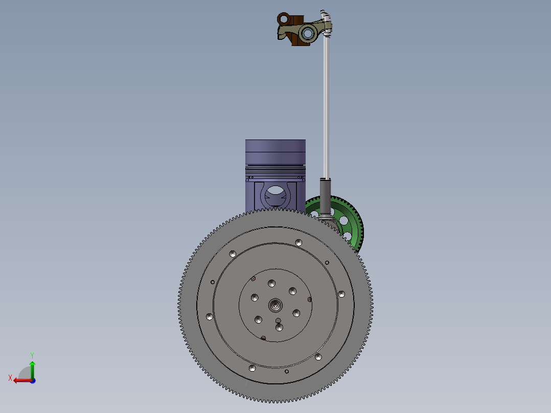2100柴油机曲轴系设计(sw13+说明书+cad)后视图