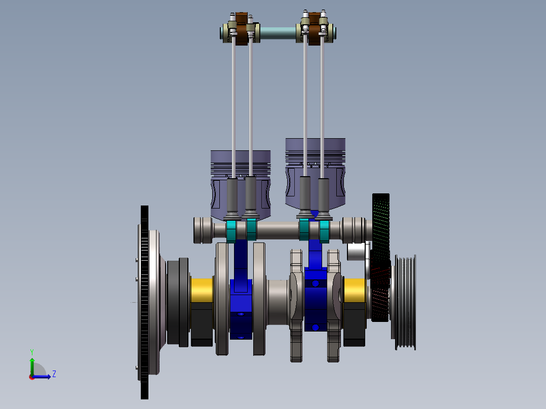 2100柴油机曲轴系设计(sw13+说明书+cad)左视图