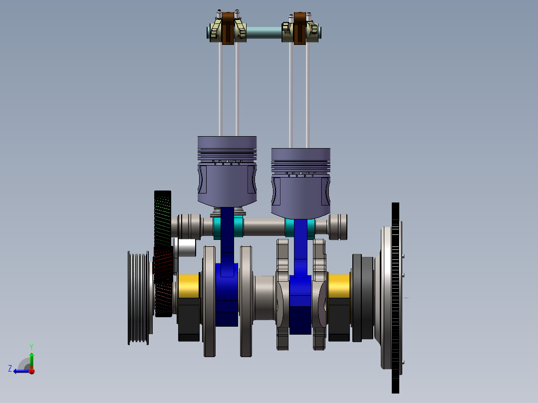 2100柴油机曲轴系设计(sw13+说明书+cad)右视图