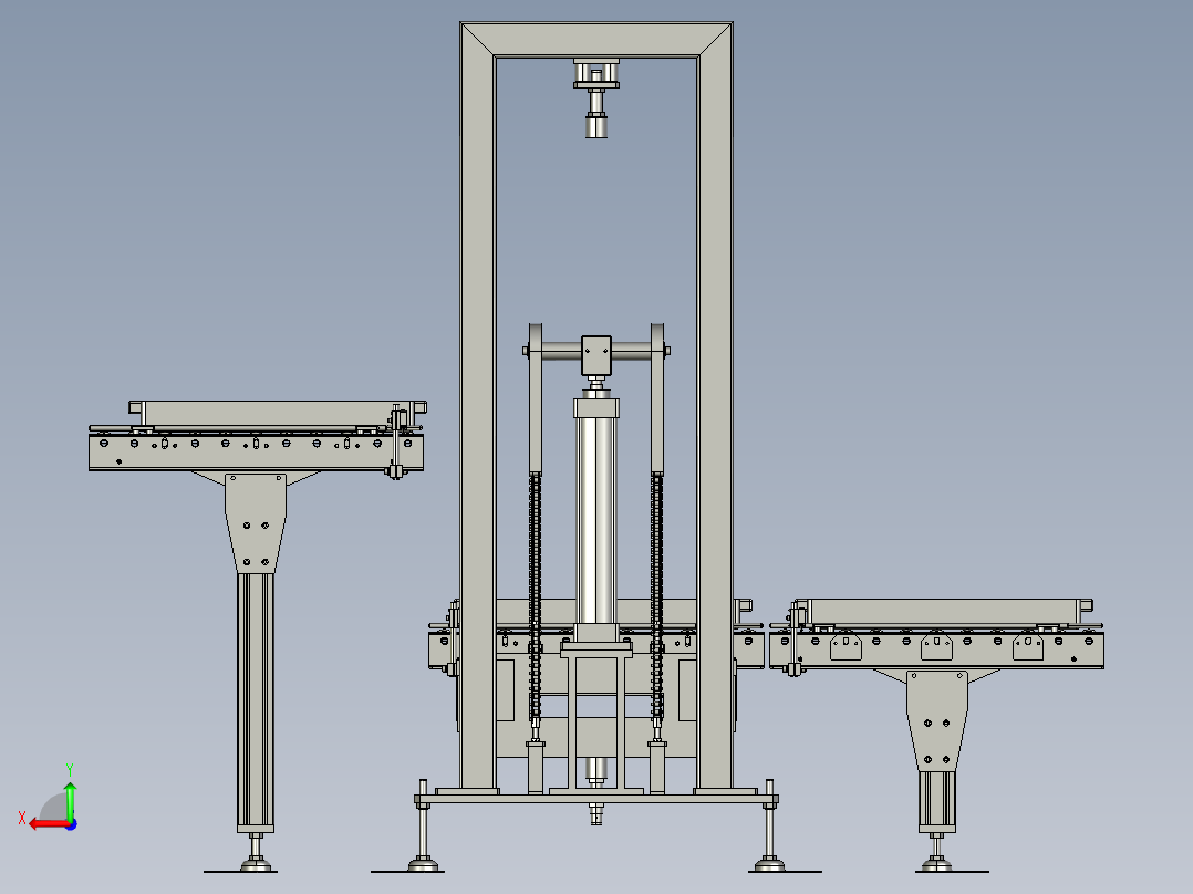 链轮链条与气缸提升机构3D模型后视图