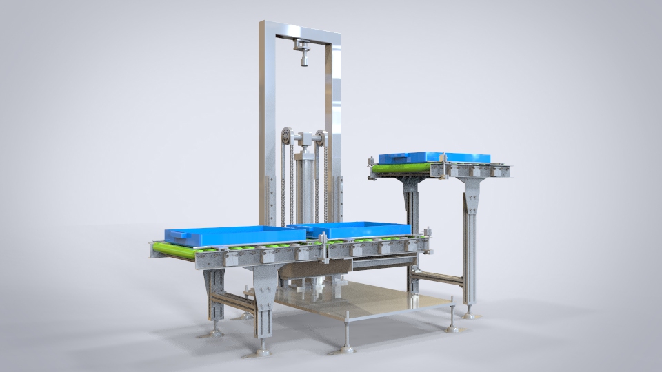 链轮链条与气缸提升机构3D模型