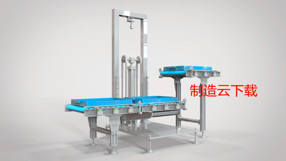 链轮链条与气缸提升机构3D模型