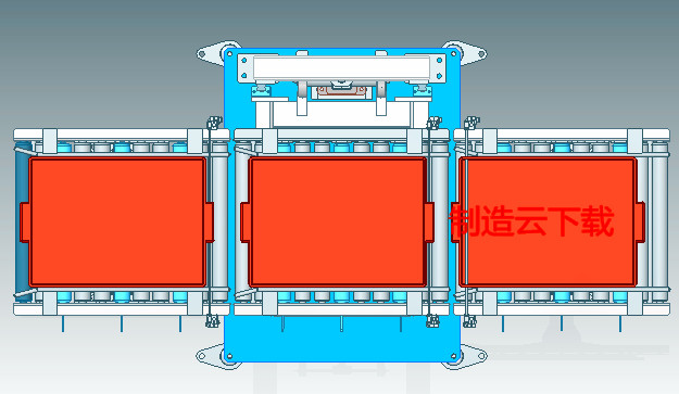 链轮链条与气缸提升机构3D模型
