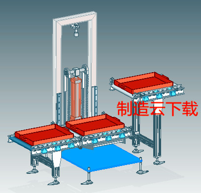 链轮链条与气缸提升机构3D模型