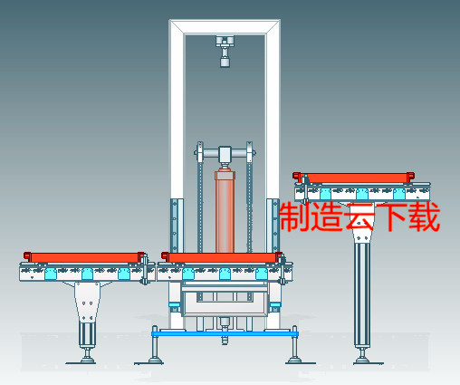 链轮链条与气缸提升机构3D模型