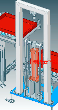 链轮链条与气缸提升机构3D模型