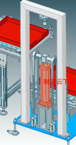 链轮链条与气缸提升机构3D模型缩略图