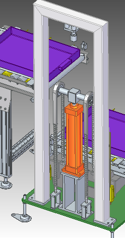 链轮链条与气缸提升机构3D模型