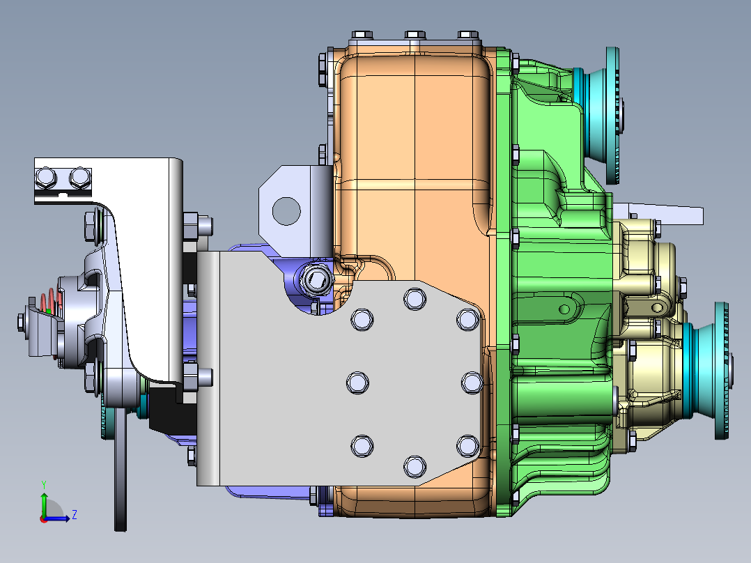 Two speed gearbox双速变速箱3D数模图纸 Solidworks设计 附STEP左视图