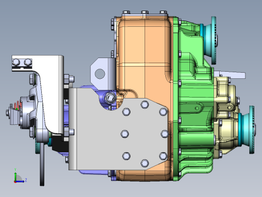 Two speed gearbox双速变速箱3D数模图纸 Solidworks设计 附STEP左视缩略图