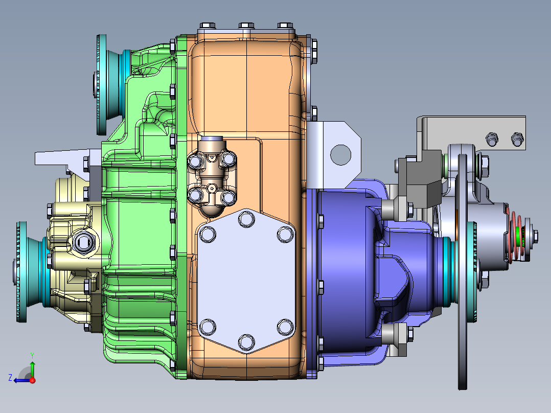 Two speed gearbox双速变速箱3D数模图纸 Solidworks设计 附STEP右视图