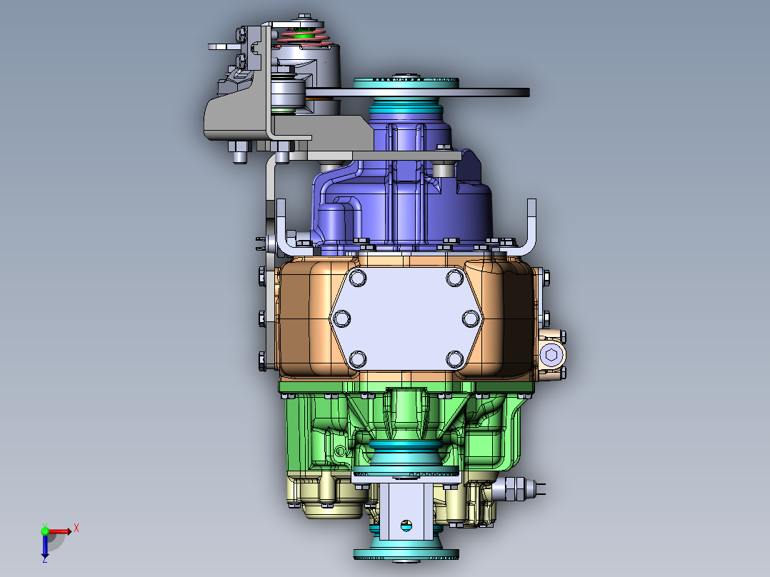 Two speed gearbox双速变速箱3D数模图纸 Solidworks设计 附STEP俯视图
