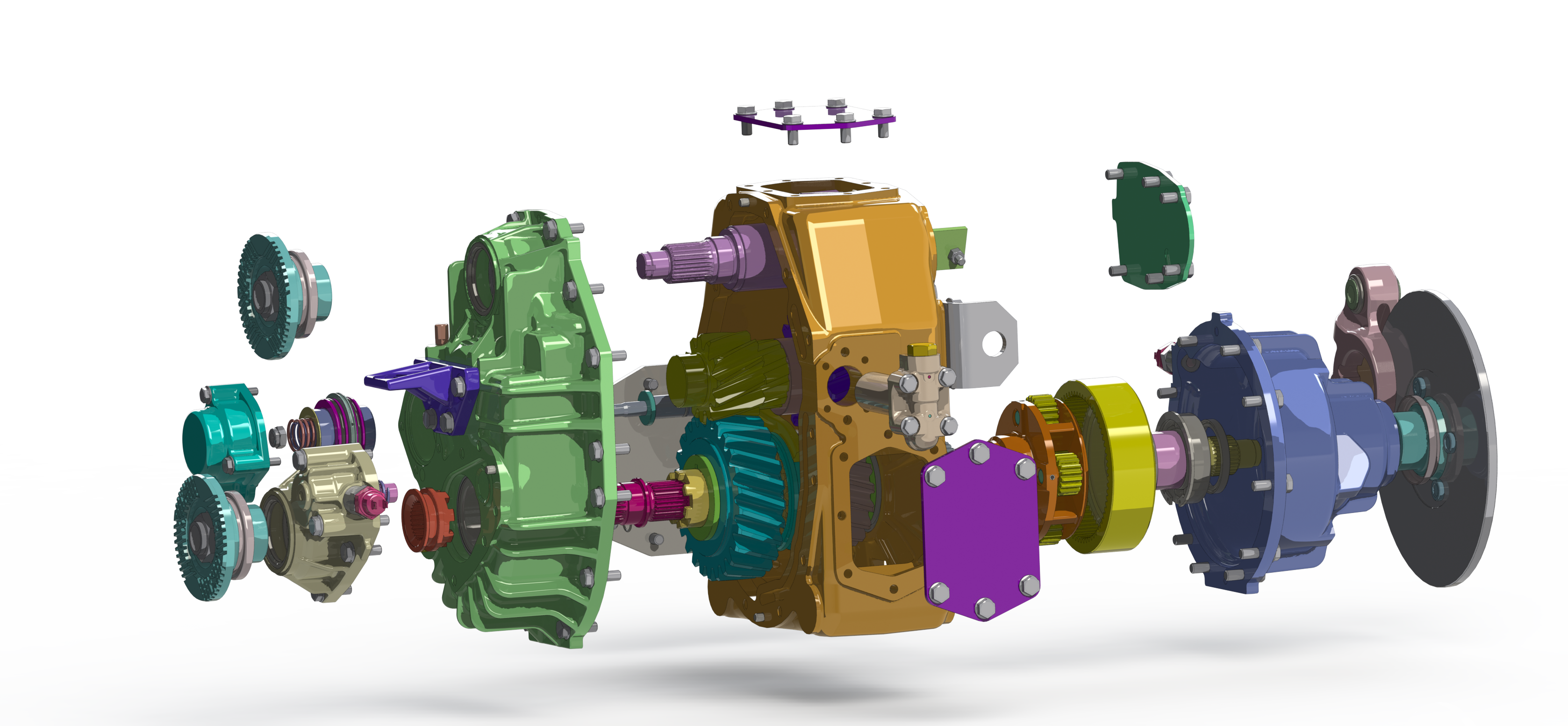 Two speed gearbox双速变速箱3D数模图纸 Solidworks设计 附STEP